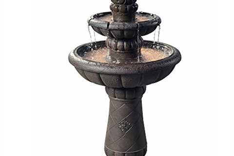 Peaktop VFD8177 Floor Water Fountain, Deluxe Pineapple 2 Tiered Waterfall Fountain for Outdoor..