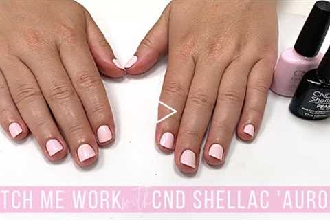 Full Salon Manicure with CND Shellac Aurora + Pearl Top Coat [Watch Me Work]