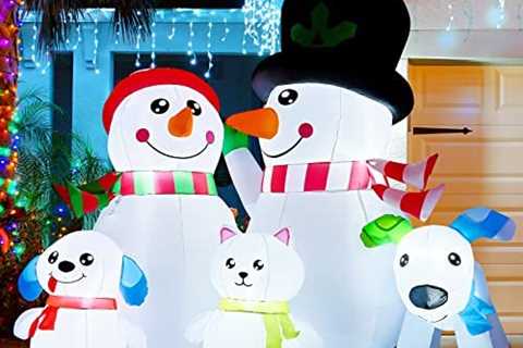 COMIN 7ft Christmas Inflatables Outdoor Decorations, Blow Up Snowman Family Inflatable with..