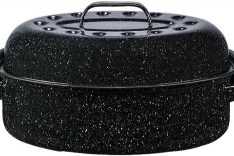 Bovado USA 19″ Inch 20 lb Capacity Enamel Oval Turkey Roaster Pan + Lid – Thanksgiving Gift,..