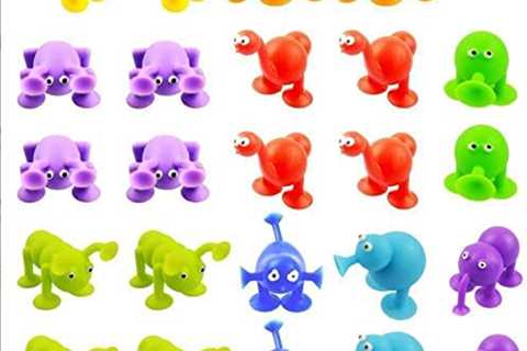 24 Pieces Silicone Sucker Block Suction Toys Building Blocks Suction Toy Bath Suction Toys Animal..