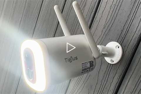 TIEJUS 2K Floodlight Solar Security Cameras Wireless Outdoor