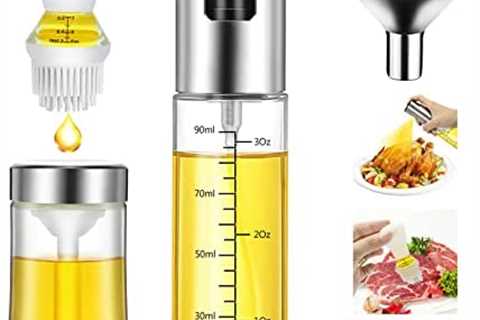 Olive Oil Sprayer and Dispenser with Silicone Brush for Cooking, Spray Bottle Set, Glass Dispenser, ..