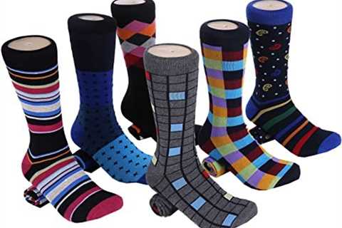 Marino Mens Dress Socks – Fun Colorful Socks for Men – Cotton Funky Socks – 6 Pack