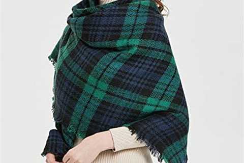 Wander Agio Womens Warm Blanket Scarf Square Winter Shawls Large Infinity Scarves Stripe Plaid Scarf