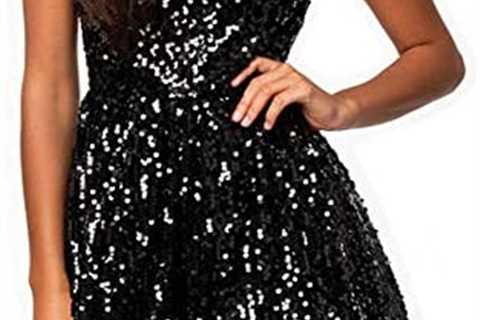 Plus Size Cap Sleeves Long Sleeves V Neck Sequins Skater Cocktail Club Dress