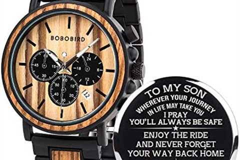 BOBO BIRD Mens Personalized Engraved Wooden Watches, Stylish Wood & Stainless Steel Combined Quartz ..