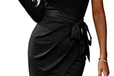 PRETTYGARDEN Women’s Fall Fashion 2022 One Shoulder Ruched Bodycon Dresses Sexy Fitted Cocktail..