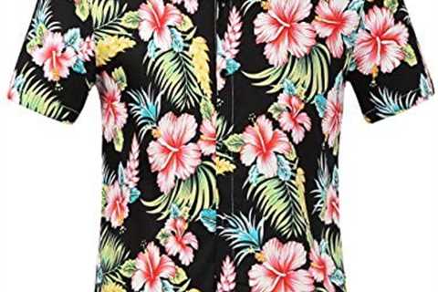 SSLR Mens Hawaiian Shirt Casual Button Down Shirts Short Sleeve Hawaiian Shirts for Men