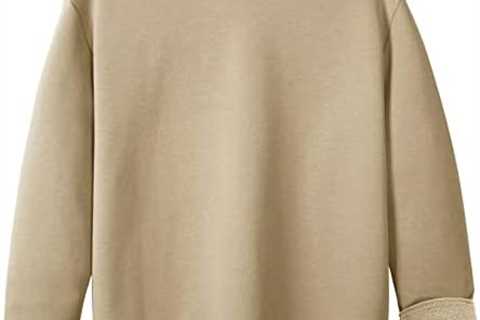 KEFITEVD Men’s Crewneck Sweatshirt Warm Fleece Lined Sweatshirts Heavyweight Long Sleeve Cotton..