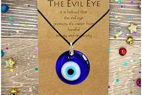 Long tiantian Evil Eye Necklace,Blue Turkish Glass Leather Rope Pink Evil Eye Necklace for Women..