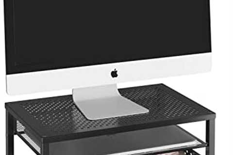 Simple Trending-Metal Monitor Stand Riser and Computer Desk Organizer with Drawer for Laptop,..