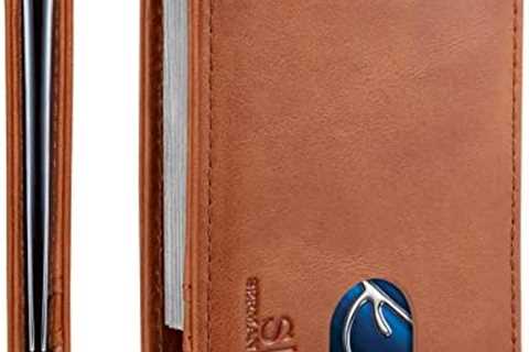 SERMAN BRANDS RFID Blocking Slim Bifold Genuine Leather Minimalist Front Pocket Wallets for Men..