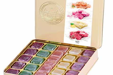 Assorted Turkish Delight selection, Rose, Mint, Orange, Lemon and Pomegranate, Lokum Dessert..