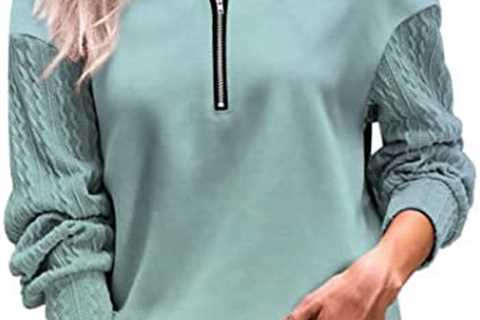 Womens Half Zip Pullover Long Sleeve Sweatshirt Quarter Zip Hoodie Sweater Fall Clothes 2022