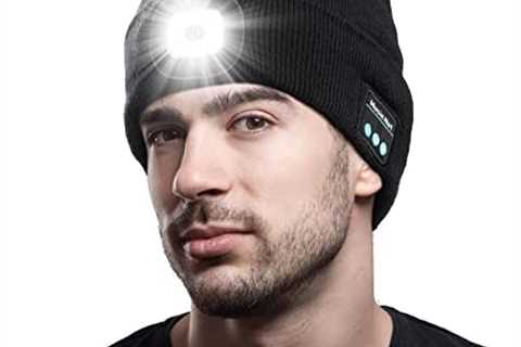 Bluetooth Beanie Hat with Light, Unique Tech Gifts for Men Husband Him Teen, Wireless Headphones..