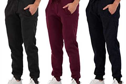 Real Essentials 3 Pack: Men’s Tech Fleece Active Athletic Casual Jogger Sweatpants with Pockets