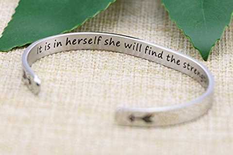 Inspirational Bracelets for Women Hidden Message Mantra Cuff Bangle Stainless Steel Friend..