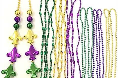 Robbstark Mardi Gras Beads Set Mardi Gras Decorations Necklaces Metallic Purple Gold Green Assorted ..