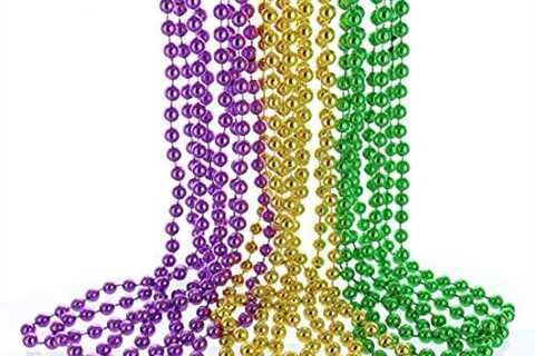 GIFTEXPRESS 12 pcs Mardi Gras Beads, 33″ Multi Colors Necklaces Bundle, Party Costume Necklace..