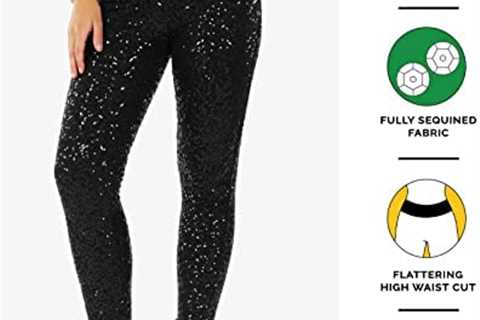 Tipsy Elves Shiny Sequin Leggings for Women for Holiday Outfits and Beyond