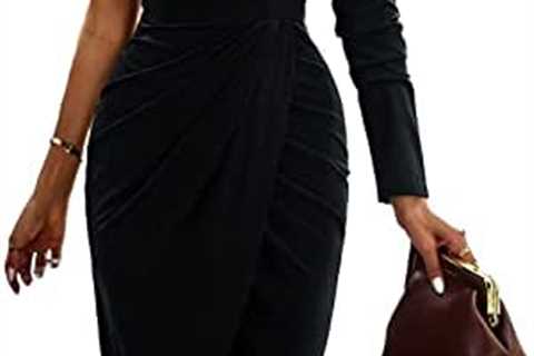 PRETTYGARDEN Women’s Fall Fashion 2023 One Shoulder Ruched Bodycon Dresses Sexy Fitted Cocktail..