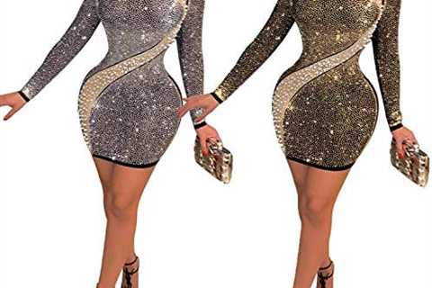 Women Long Sleeve Birthday Dresses Sexy hot Diamond Process Sexy Dress Party Club Night Dress…