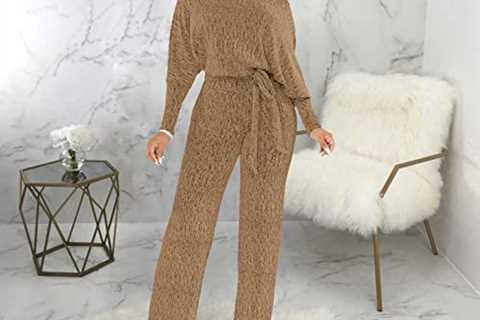 Women’s Elegant Jumpsuits Dressy Long Sleeve Straight Long Pants Rompers with Pockets