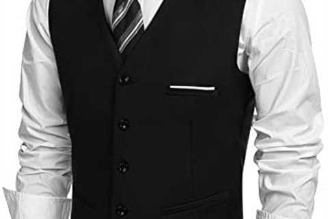 COOFANDY Men’s V-Neck Suit Vests Fashion Formal Slim Fit Business Dress Vest Waistcoat