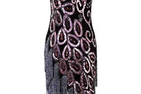 VIJIV Women’s Vintage 1920s Style Peacock Sequin Roaring 20s Gatsby Party Flapper Dress