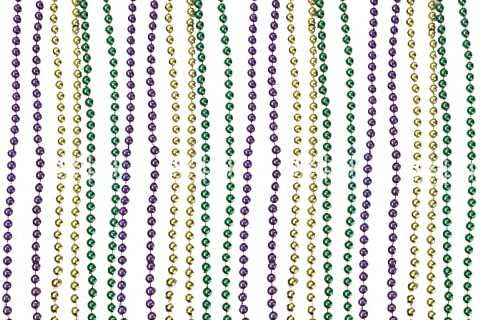 12 Pieces Mardi Gras Beads Necklaces, Gold Green Purple Mardi Gras Beaded Necklace, 31.5 Inch 7 mm..