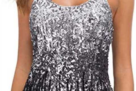 MANER Women’s Sequin Tops Glitter Party Strappy Tank Top Sparkle Cami