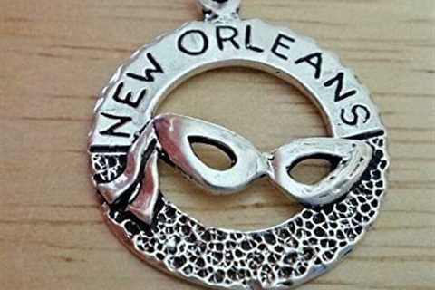 Sterling Silver 22mm says New Orleans Louisiana NOLA with Mardis Gras Mask Charm  – Jewelry Making..