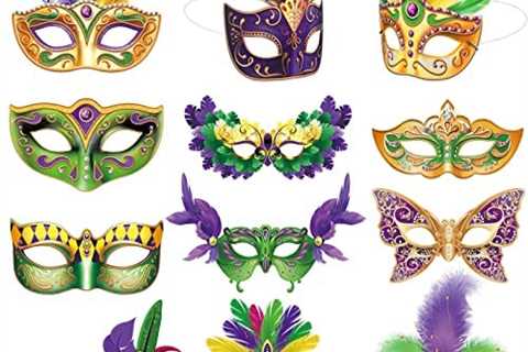 24 Pieces Mardi Gras Mask Bulk Masquerade Party Feather Masks Carnival Prom Costume Mask Paper Mask ..