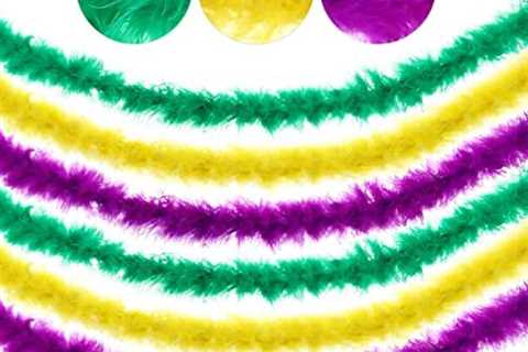 24 Pcs Mardi Gras Feather Boa 6.6 ft Long Yellow Purple Green Boa Scarf Assorted Feather Scarf for..