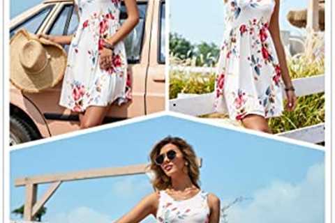 LONGYUAN Women Summer Casual Dresses 2023 Stretchy Sun Dress Tank Swing Dresses with Pockets