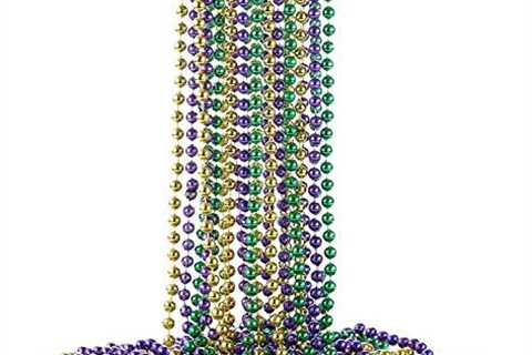 12 Pack Mardi Gras Bead Necklace Bulk 33″ Multi Colors Carnival Necklaces for Mardi Gras Party..