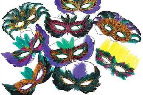 ~ 10 ~ Mardi Gras Feather Masks ~ Assorted Styles ~ Assortment May Vary ~ New