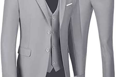 Furuyal Men’s Suits 3 Piece Slim Fit Suit Set,Two Button Wedding Business Tuxedo Solid Blazer..