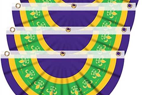 EBaokuup 4 Pack Mardi Gras Bunting Flag Banner – 33.8″ x 20″ New Orleans Mardigras Mardi Gras..