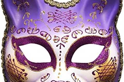 IDS Home Mardi Gras Mask, Cartoon Big Cat Masquerade Half Face Mask for Halloween, Party, Fun,..