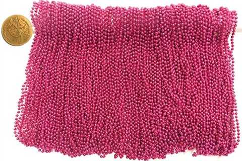 Mardi Gras Beads 33 inch 7mm, 12 Dozen, 144 Pieces, Hot Pink Necklaces with Doubloon