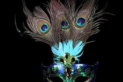 luckygift Womens Peacock Feather Mask Halloween Masquerade mask, Mardi Gras Mask Women Party Fancy..