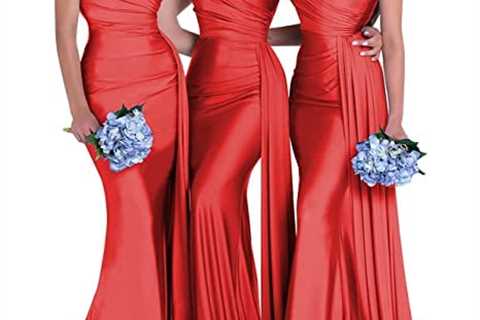 One Shoulder Mermaid Bridesmaid Dresses for Wedding Bodycon Satin Prom Dresses Long Formal Evening..