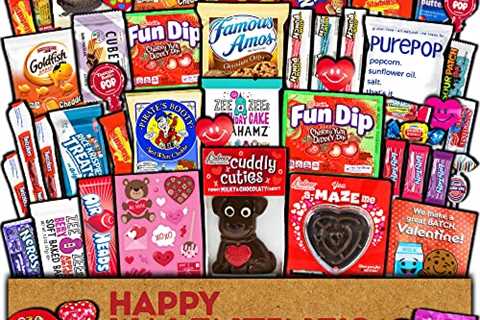 Valentine’s Day Care Package (50ct) Snacks Chocolates Candy Gift Box Assortment Variety Bundle..