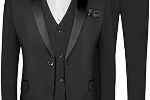 MAGE MALE Men’s Slim Fit 3 Piece Suit One Button Solid Shawl Lapel Blazer Jacket Vest Pants Set..