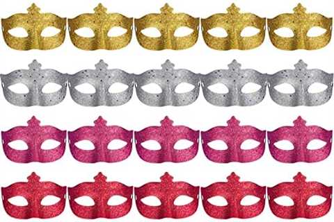 30 Pcs Mardi Gras Masks Masquerade Mask Bulk for Women Men Venetian Mask Plastic Glitter Shining..