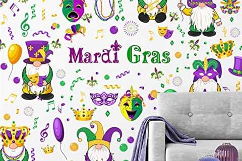 135 Pieces Mardi Gras Wall Sticker, 6 Sheets Mardi Gras Wall Decorations Static Stickers Decal..