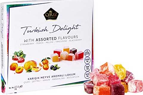 Cerez Pazari Turkish Delight Candy with Assorted Mix Flavours 16 oz Gourmet Medium Size Snacks Gift ..