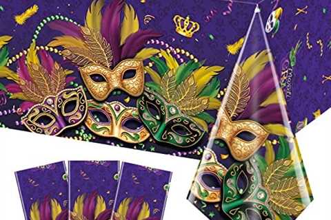 3 Pack Mardi Gras Tablecloth Party Decorations, Masquerade Dancing Party Tablecloth Decorations,..